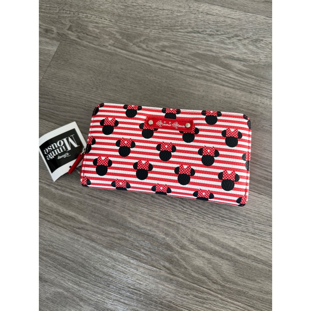 Disney Minnie Mouse‎ Red Stripe Wristlet Wallet NWT